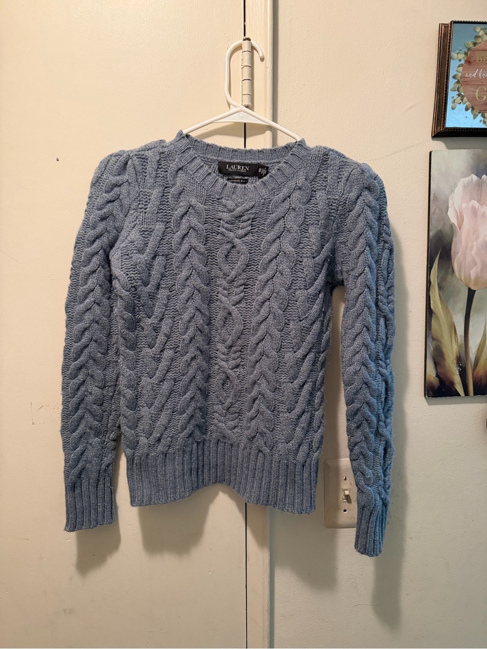 POLO RALPH LAUREN CABLE-KNIT CASHMERE SWEATER - GREY XS
